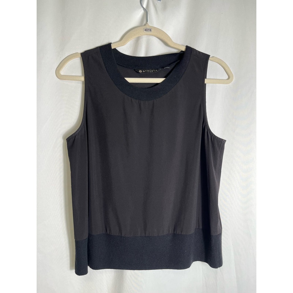 Athleta Black Sleeveless Ribbed Neck and Waistband Tank Top Sz S